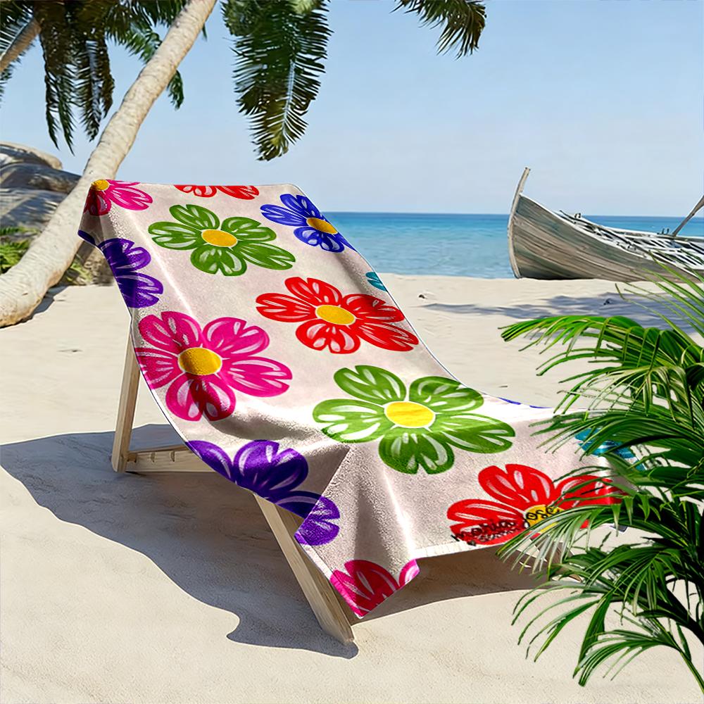 Colorful Floral Pattern Beach Towel Beach Towel Quick-drying for Travel Outdoor Sports Jogging Beach and Swimming