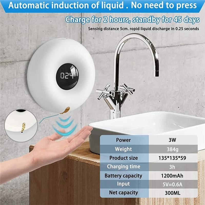 A96I-Automatic Foam Soap Dispenser Wall Mounted 300Ml Touchless Hand Sanitizer Bathroom Home Accessories
