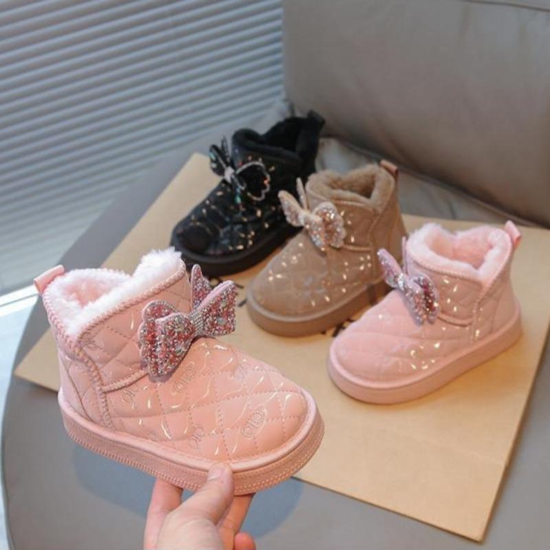 Girls' Warm Princess Snow Boots Winter Fleece-lined and Thickened Cotton Shoes Children's Non-slip Thick-soled Short Boots