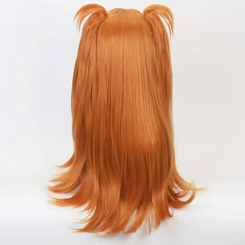 Asuka Langley perruque Orange Evangelion Asuka Langley Cosplay perruque avec pince queue de cheval double queue