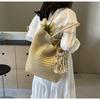 2025 new women's with fringed pendant woven fashion women's bag single shoulder tote bag large capacity bag