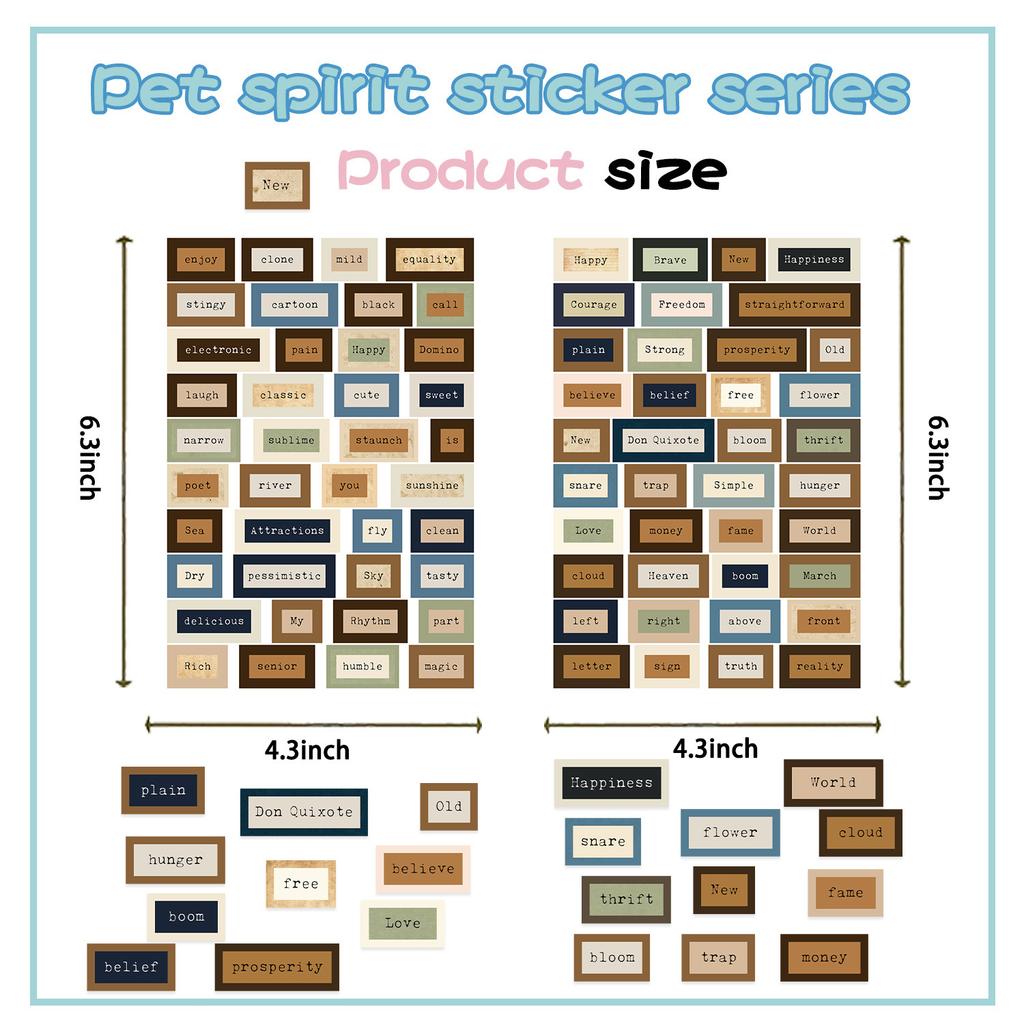 8 Retro English Collage INS Wind Waterproof Diary Handbook Gu Card Stickers DIY Decorative Stickers Stickers