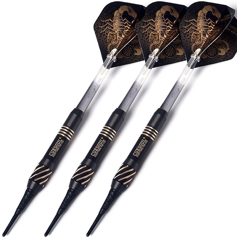 Black Scorpion CUESOUL 16g Brass Dart Barrel Set (3 Barrels), Stylish Black Scorpion Design Soft Tip Dart Set (HX-STL-B2305)