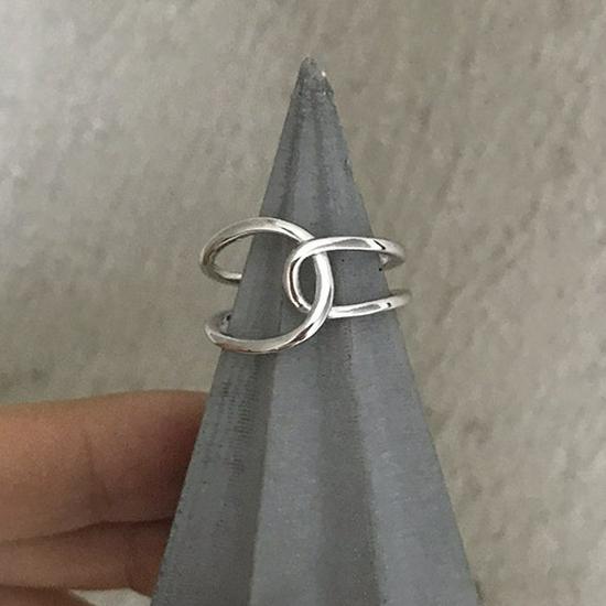 Geometric Irregular Open Adjustable Women s Ring with Intersecting Lines – Concave/Convex Design for Stacking or Index Finger Wear Open Adjustable