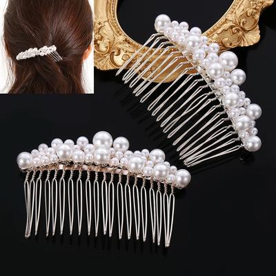 1 PC Women Handmade Jewelry Haircomb Hairwear Bridal Headpiece Pearl Hairpin Bride Barrette
