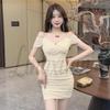 Chic Off-Shoulder Mesh Dress with Chain Details