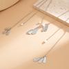 Temperament Fashion Bow Cross Necklace Simple Imitation Pearl Tassel Long Section Collarbone Chain