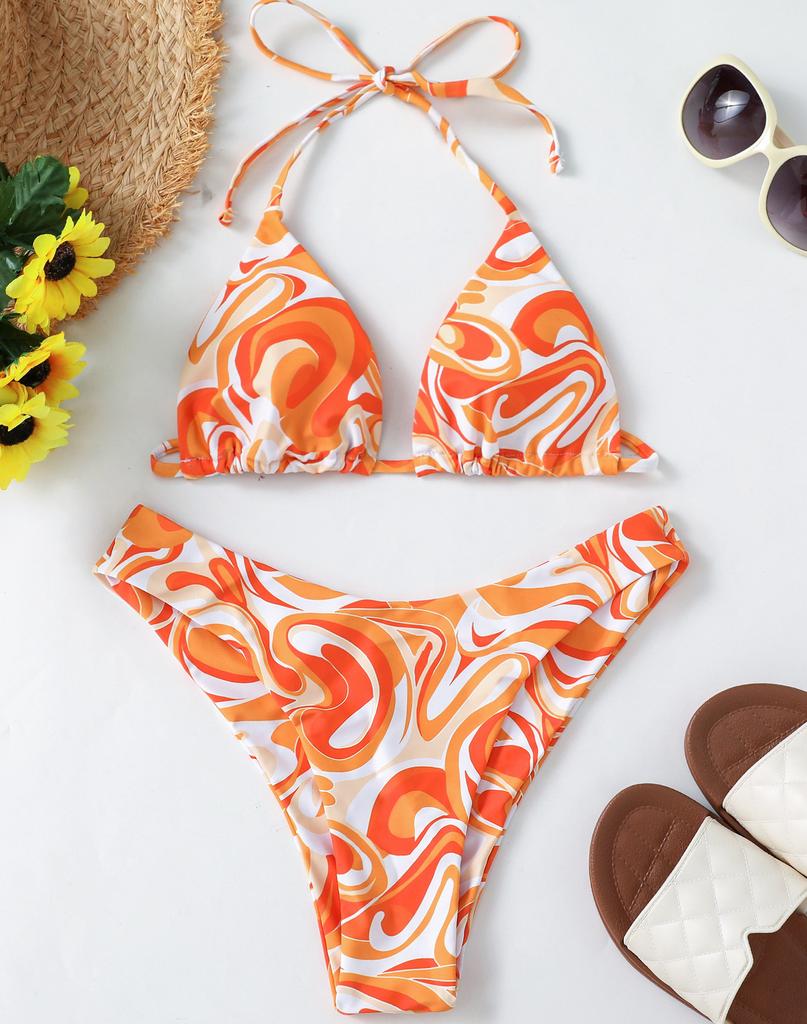 Micro Bikini Sexy Women Swimwear Print Halter Backless Thong Brazilian Swimwear Bikini Set Bikini Beachwear