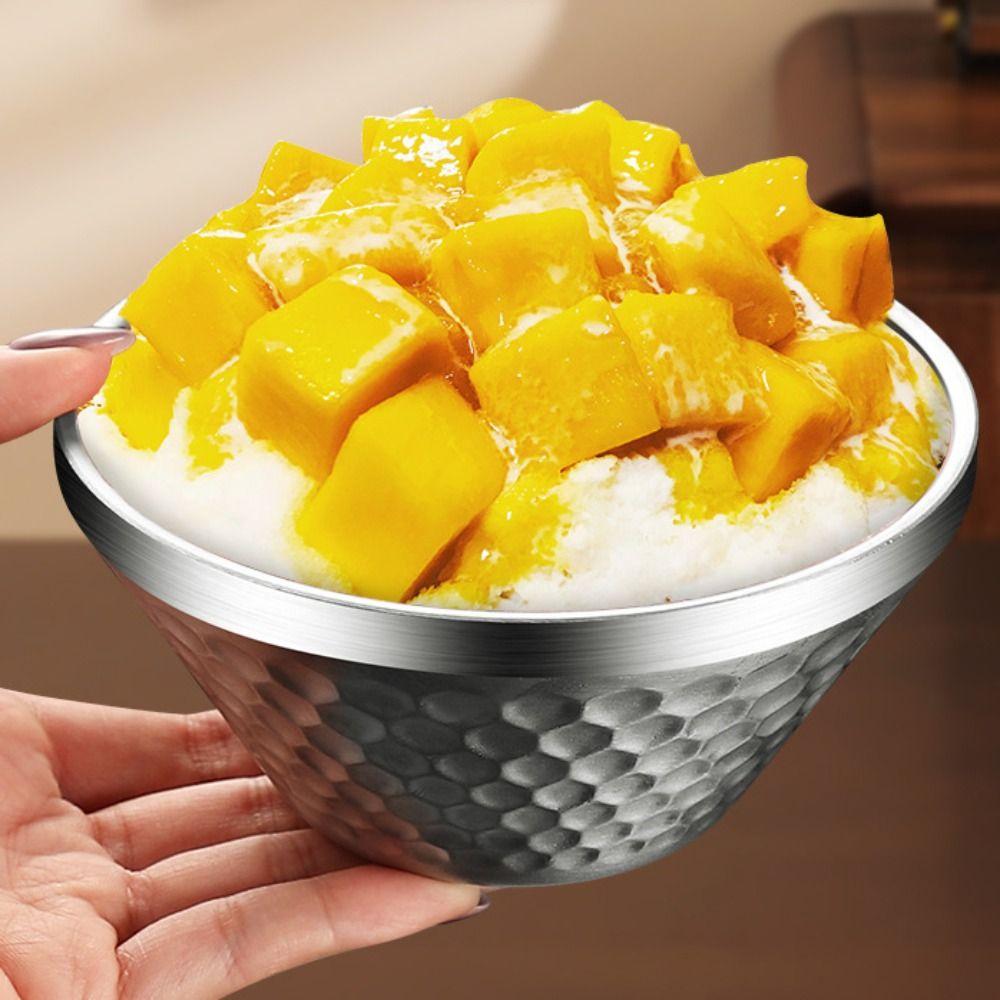 Unbreakable Salad Bowl 304 Stainless Steel Insulated Bowl Korean V-shaped Rice Bowl  Restaurant