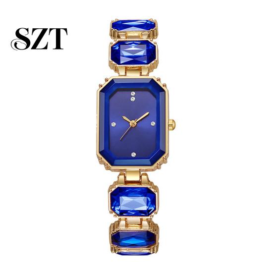 Women Bracelet Watch Ladies Quartz Sparkling Rhinestone Rectangular Dial Date Night for Faux Diamond Wristwatch Elegant Jewelry Timepiece Party Wear