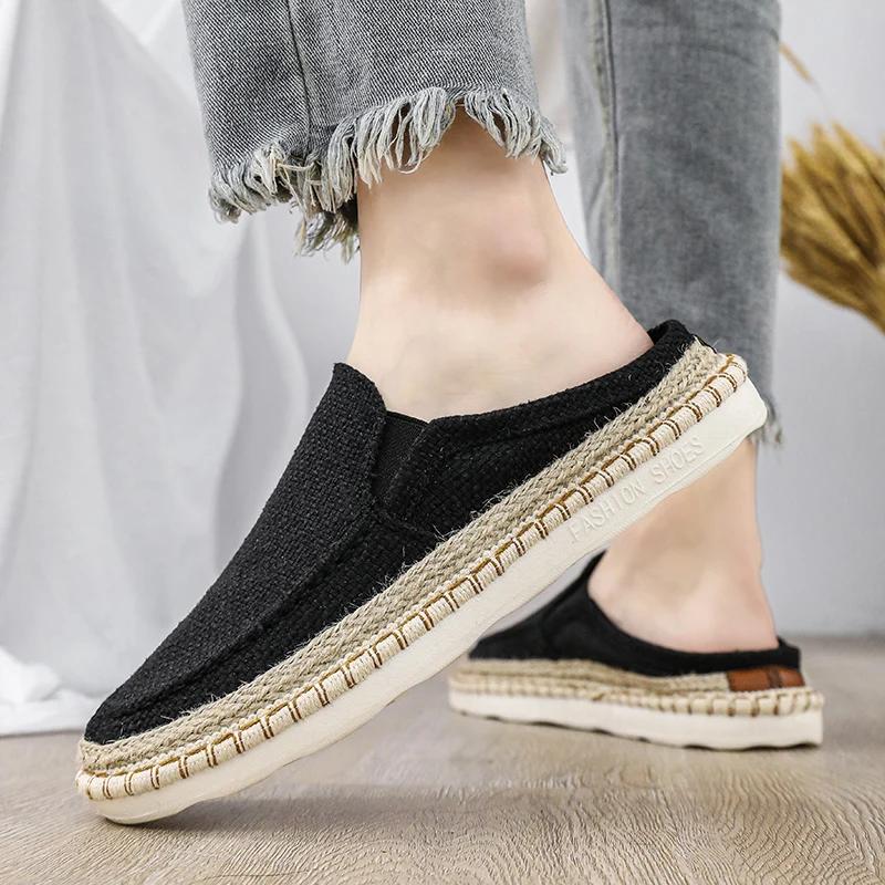 Summer Casual Men's Shoes Linen Sewing Comfy Light Loafers Men Espadrilles Flat Slip-on Driving Shoes for Men Zapatos De Hombre