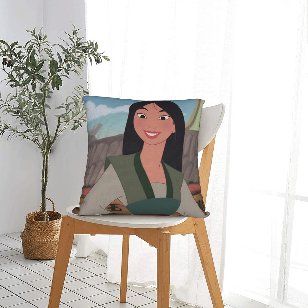 Mulan Princess Pillowcase Polyester Cushion Cover Decor Mu Lan Cartoon Throw Pillow Case Cover Sofa Drop Shipping 18'