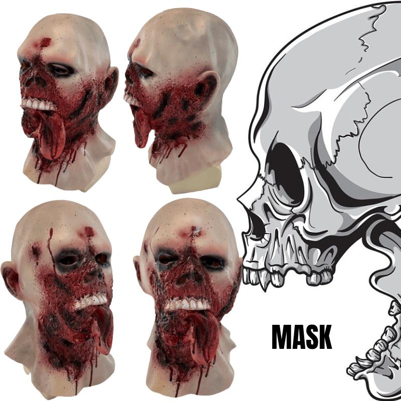 And Halloween Skull Face Mask Horror Tongue Out Ghost Headgear Party Accessory