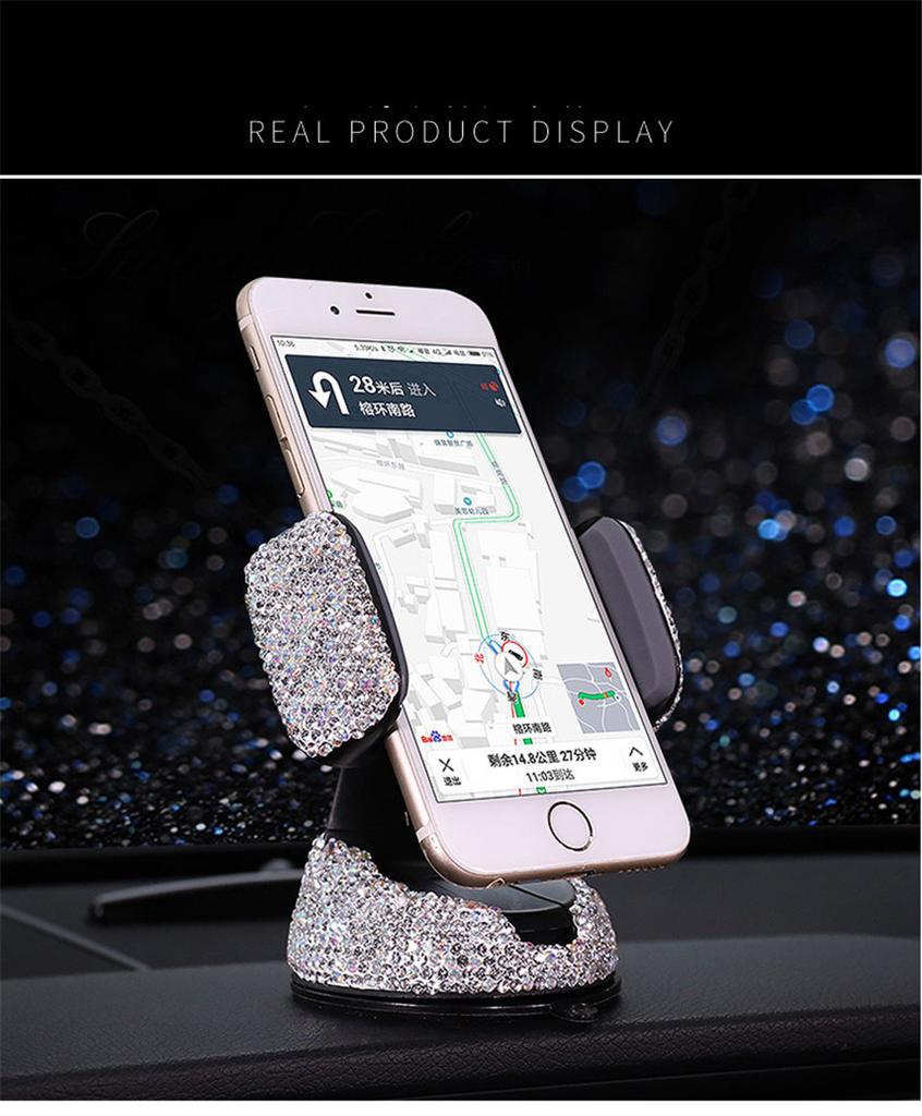 Bling Crystal Car Phone Mount with One More Air Vent Base Cell Phone Holder New