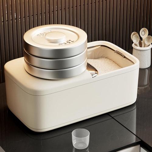 Airtight Rice Storage Container, 5kg/10kg Capacity, with Measuring Cup, Made of Food-Grade PP, Insect-Proof and Moisture-Proof, with a Clear Window an