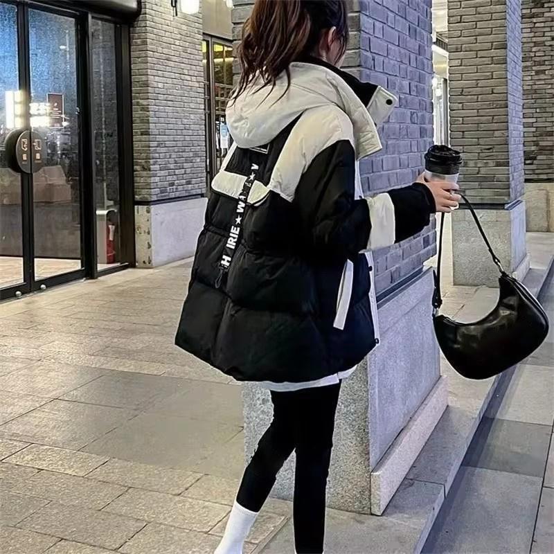 Winter Women Down Cotton Coat Korean Female Be All-Match Parkas Jacket Ladies Hooded Splicing Together Puffer Outwear