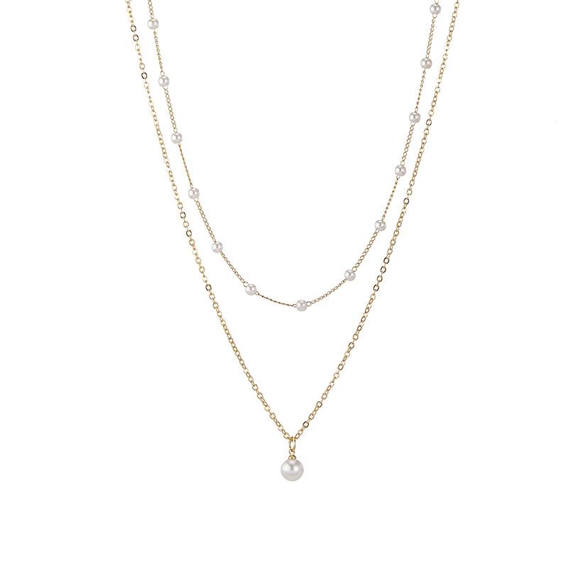 Pearl Pendant Double Necklace, Cold Wind Collarbone Chain In Design