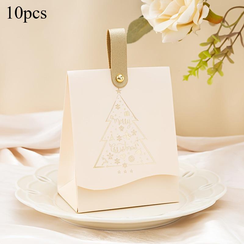 

10pcs Christmas Tree Pattern Candy Bags Party Favors Xmas Candies and Cookies Presents Merry Christmas Boxes with Leather Handle 10pcs&13x10x6.7cm шампанського