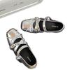 Fashion trend retro silver square head wedge single shoes women's 2025 new summer skirt light mouth Mary Jane shoes