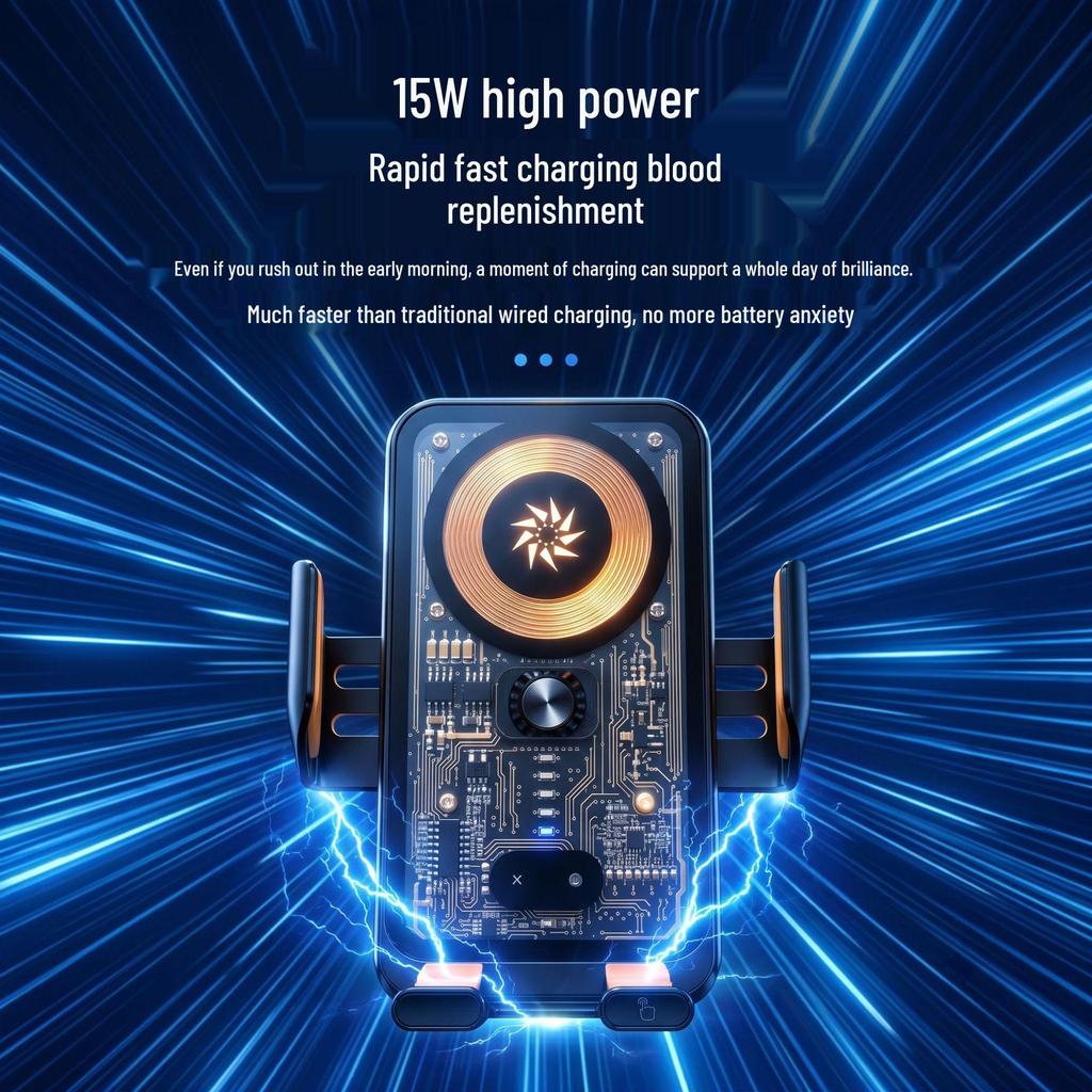 Transparent Cyberpunk Car Wireless Charger & Anti-shake LED Phone Mount