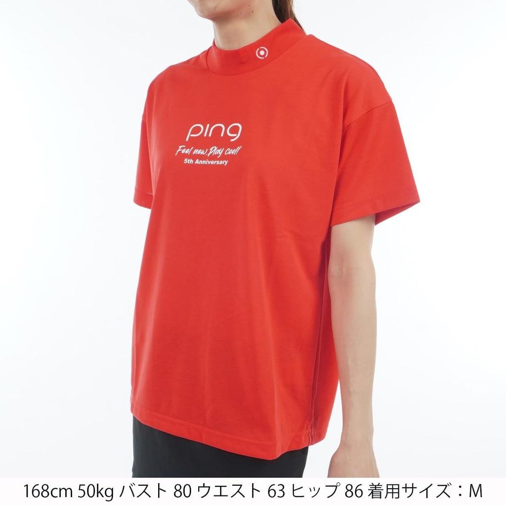 [Pin Apparel] Women's Short Sleeve High Neck Shirt (Brand Logo)  Golf  622-5167306 100Red L