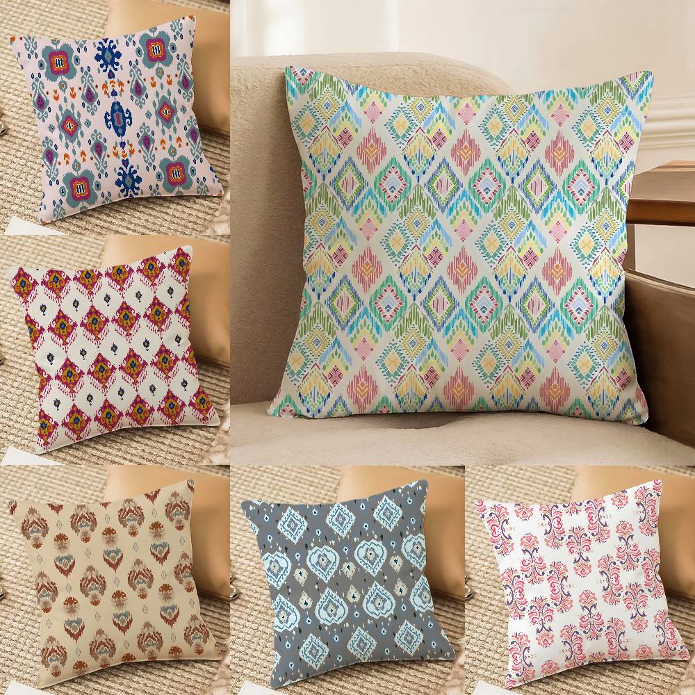 Exotic Ethnic Plaid Pattern Pillow Case Printed Brushed Fleece Pillow Baby Skin-Touch Eco-Friendly Dye-Sublimat