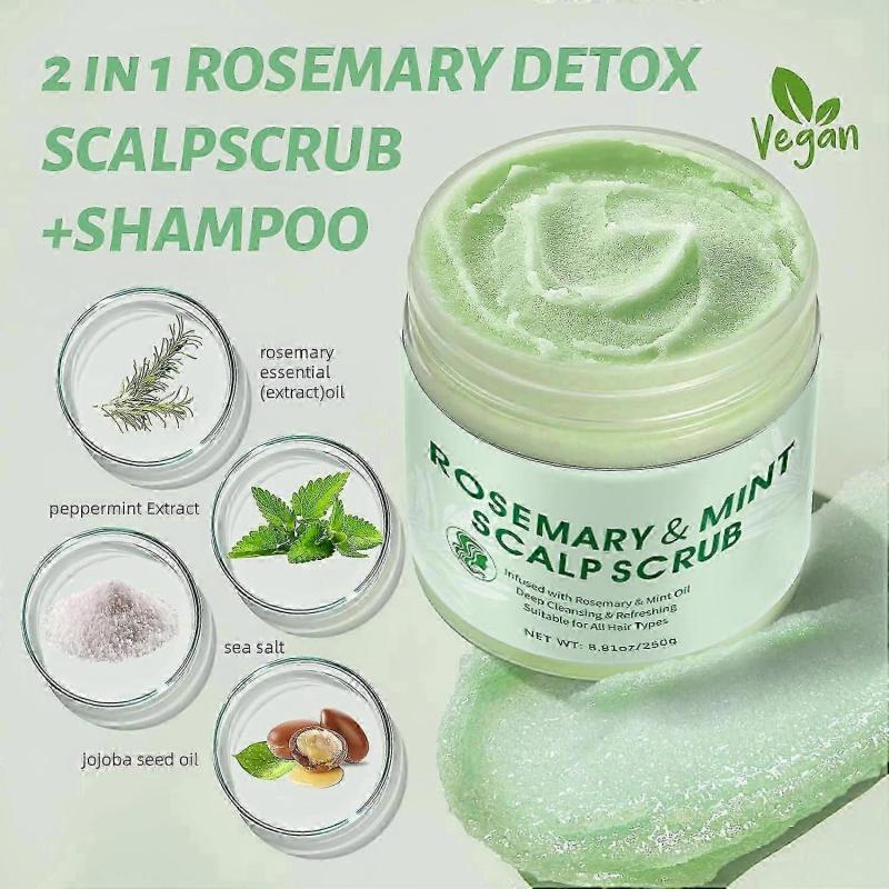 Rosemary Scalp Scrub, Scalp Exfoliation, Scalp Scrub for Building, Hair Scrub for Scalp, Nourishing Detox Hair Care with Scalp Massager