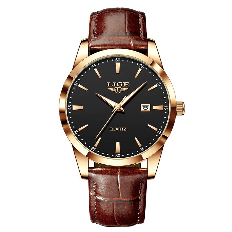 Classic Men's Watch Quartz Leather Strap Waterproof Man Wristwatches Business Casual Watches for Men Relogios Masculino+BOX