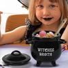 Witch Cauldron Witch soup pot ceramic bowl with soup spoon Halloween Ceramic Stew Crock black soup bowl For Family Gatherings