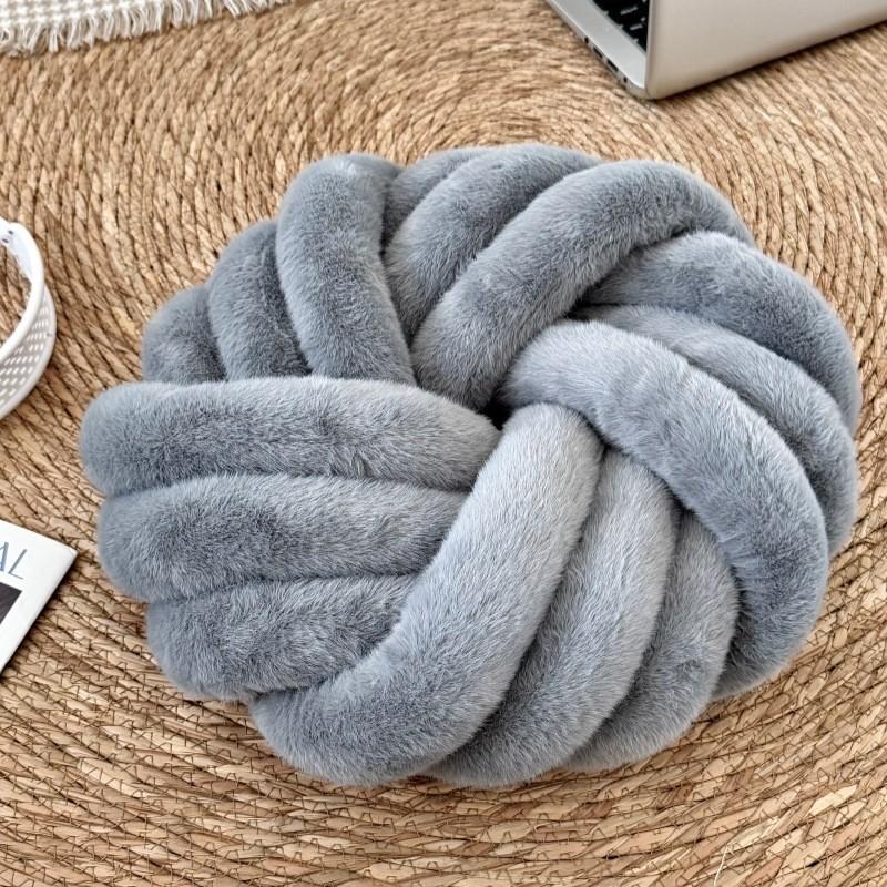 Modern Minimalist Round Throw Pillow With Handwoven Fabric For Sofa Decor