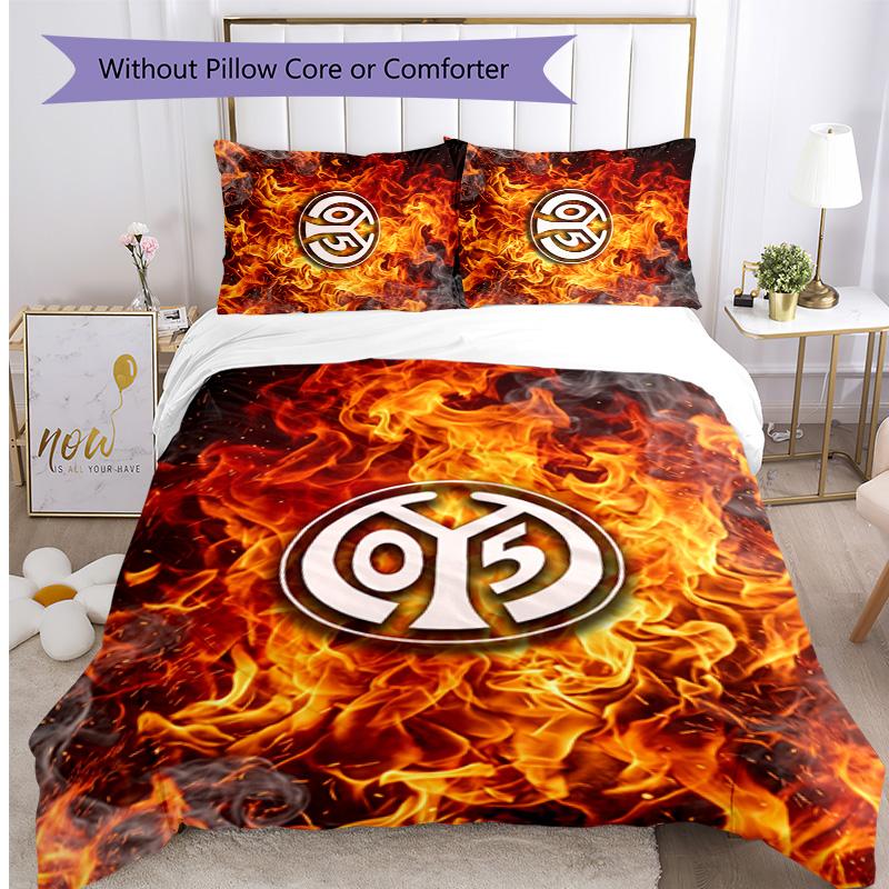 Set Lenzuola 3 Pezzi Stampato FC Mainz Traspirante Copripiumino con Federe Biancheria da Letto Decorativa per Camera da Letto Casa
