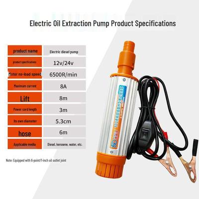 12V/24V Diesel Electric Oil Pump, Self-Priming Fuel Dispenser with Nozzle & Water Siphon, Submersible