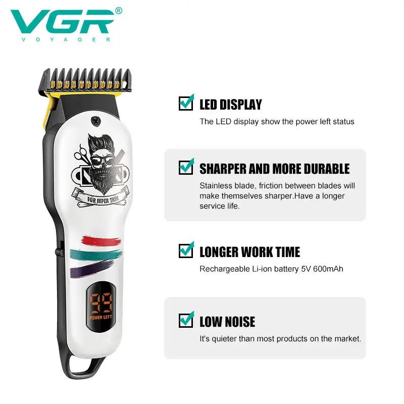 VGR Retro Oil Head Clipper Hair Trimmer Cordless Haircut Machine Electric Beard USB Hair Clipper Professional Rechargeable Trimmer for Men V-971