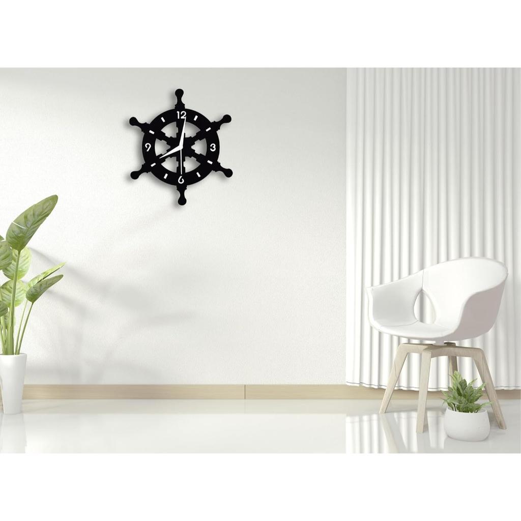 Ship Wheel Shape Metallic Analog Wall Clock for Home, Office, Living Room, Bedroom, Kids Room and Kitchen | Stylish Latest Home Decor |