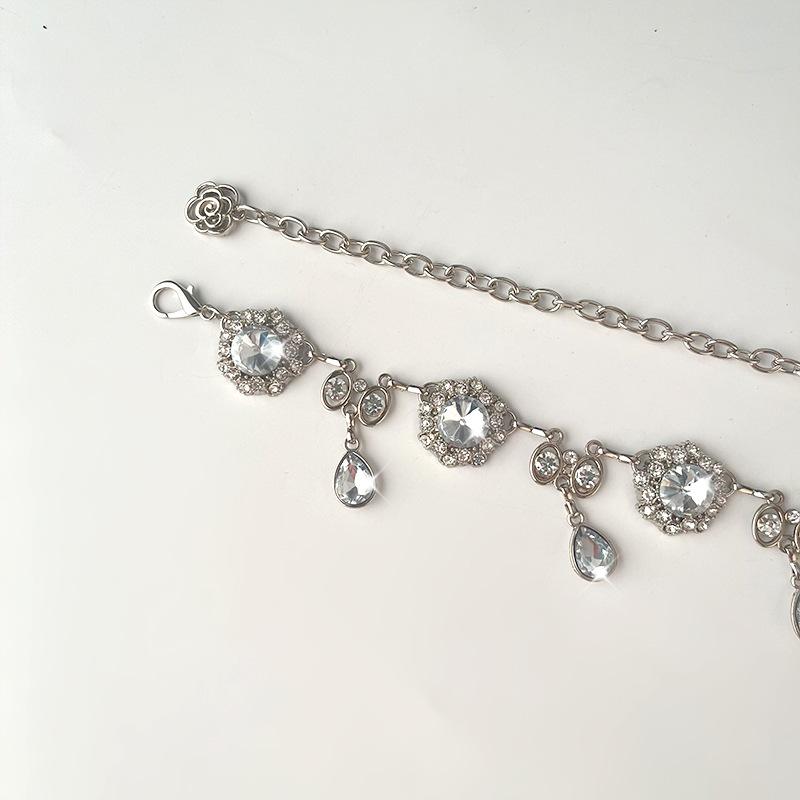 Rhinestone Pendant Inlaid with Metal Waist Chain for Women's Personality and Simple Matching Dress Accessories Belt for Women