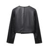 TAOP&ZA Women's Spring Faux Leather Jacket & Skirt Set with Pockets