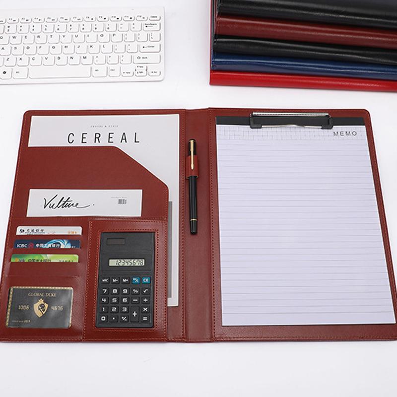 A4 Padfolio Man PU Padfolio File Folder Portfolio Business Document Holder Metal Clipboard Pad Document Organizer Holder Office