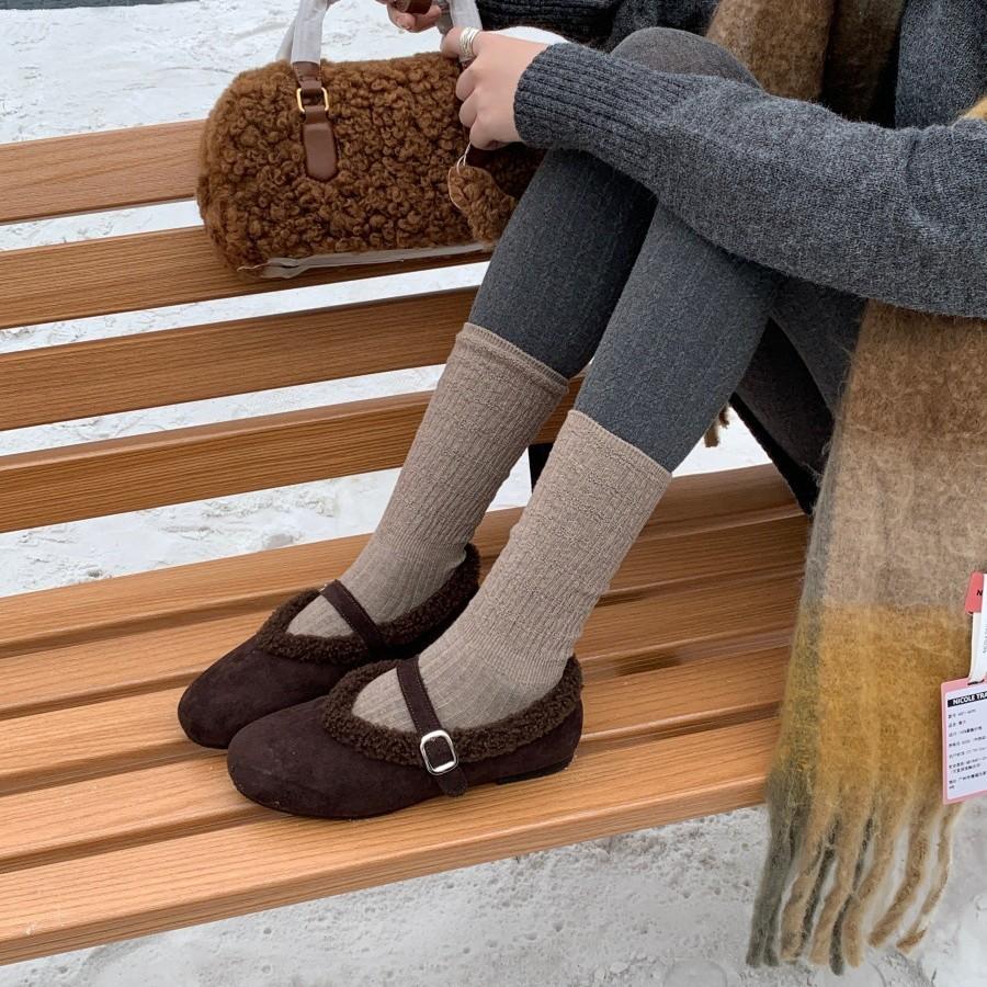 2025 New Ancient-covered Plush Thickened Fluffy Shoes Gentle Evening Shoes Versatile Single Shoes Winter New Warm Cotton Shoes