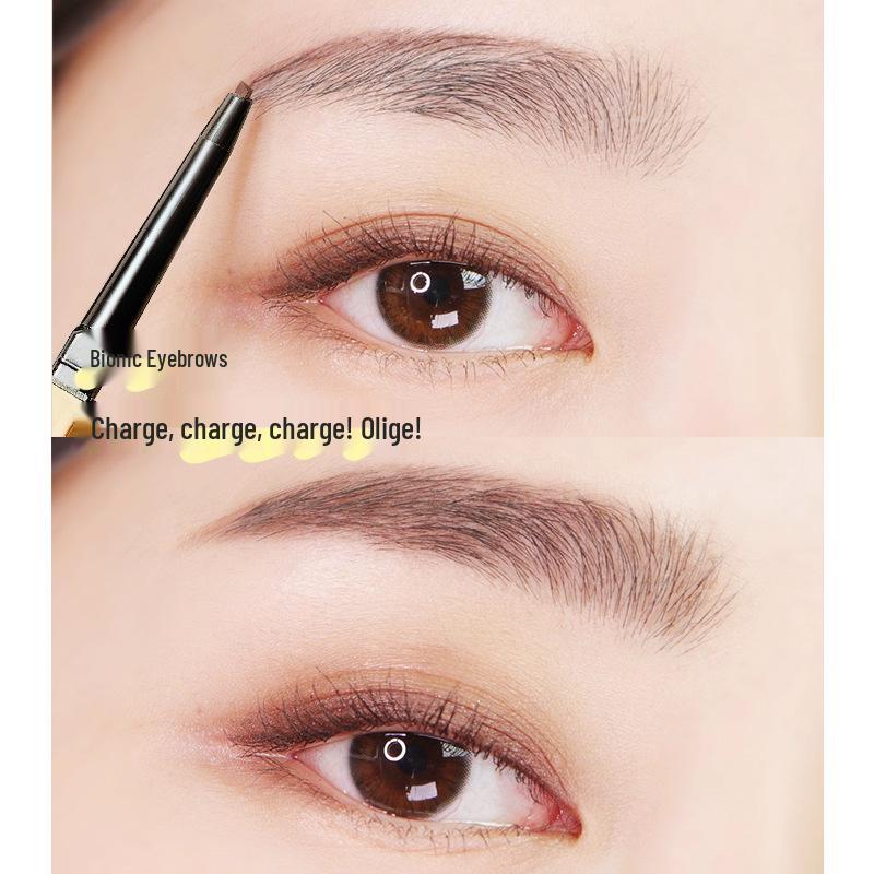 Little Gold Bar Double-Ended Eyebrow Pencil: Ultra-Fine, Waterproof, Sweatproof, Long-Lasting, No Smudge, Natural Misty Finish