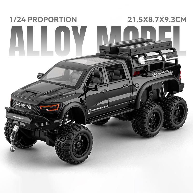 New 1:24 Mammoth 1000 TRX Picku Alloy Car Model Sound and Light Pull Back Children's Toy Collectibles Birthday gift
