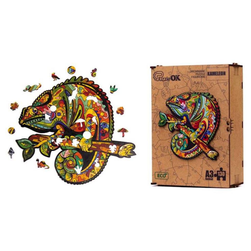 Puzzle Drewniane Układanka Kameleon Kolorowy Zestaw Puzzli A3 Ozdoba Pua3-00745