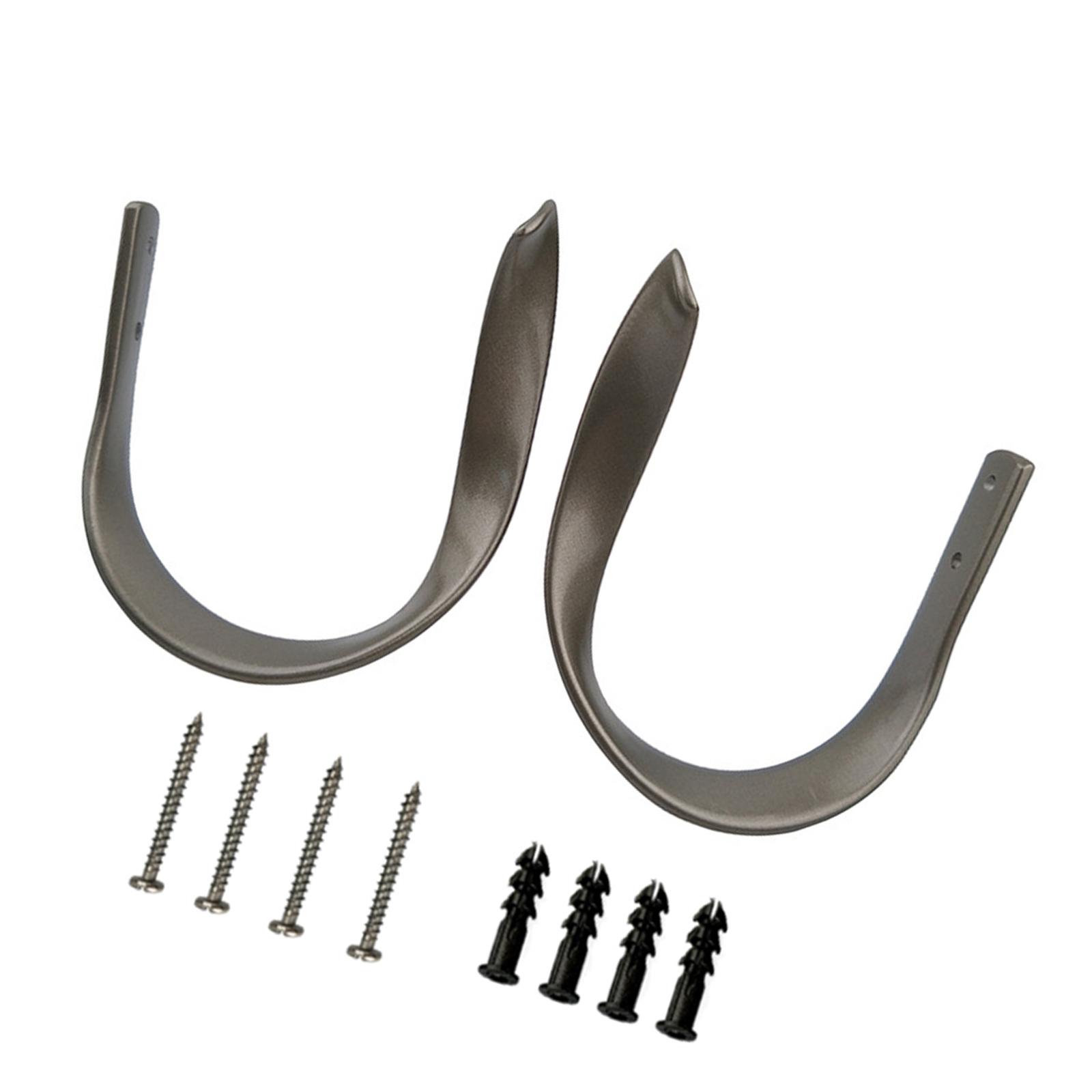 

2Pcs Stylish Aluminum Curtain Tiebacks Hooks Decorative Drapery Holders Wall Mounted Hooks for Living Room or Bedroom серый