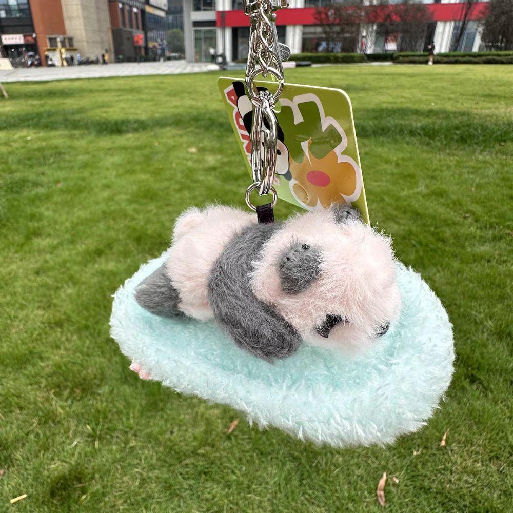 PP Cotton Baby Panda Plush Pendants Sleeping in Cradle Full Moon Panda Keyrings  Female Lady Girl