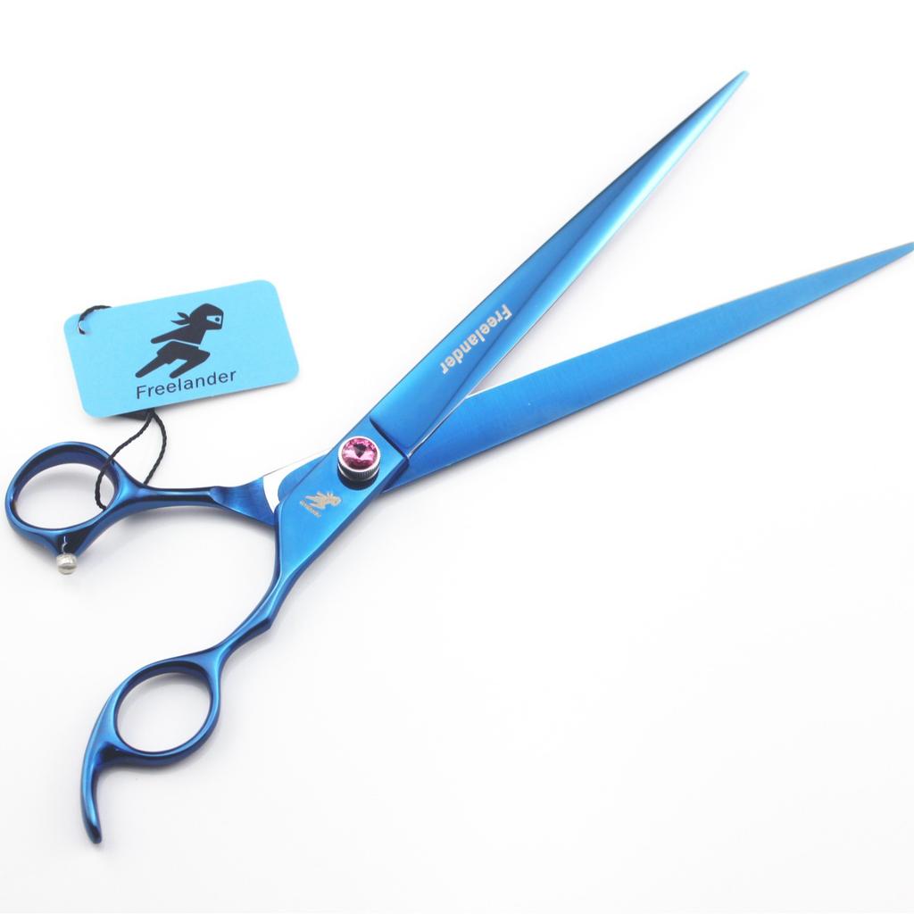 440C 10-Inch Pet Scissors, Blue, Hand-Shaped, Straight Scissors, Pet Grooming Scissors, Foreign Trade Goods