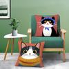 Funny And Silly Cat Pattern Pillow Case Double-Sided Plush Sofa Cushion Covers Organic Breathable Invisible Zipper