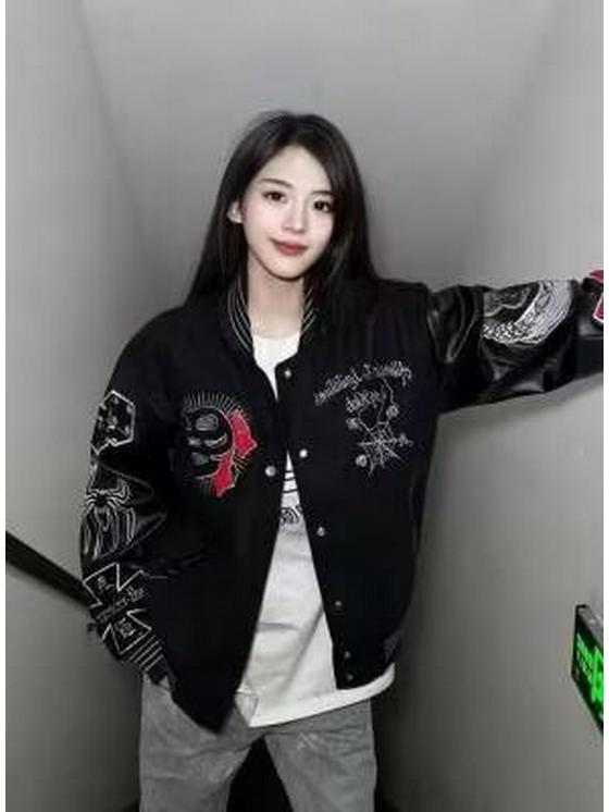 Retro Embroidered Unisex Baseball Jacket - Spring & Autumn