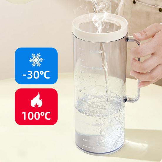 Large Cold Water Pitcher, 2000ml Flip Lid Dispenser for Fridge Side Door, BPA-Free Leakproof Jug with Infuser for Fruit Tea
