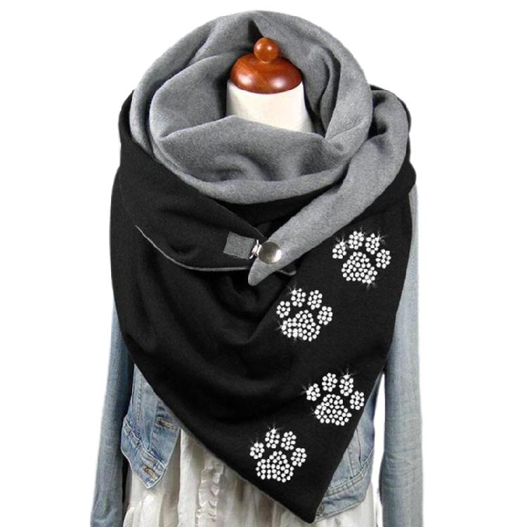 Cotton Scarf for Cold Winter Warm Thick Wrap with Button Soft Scarves for Ladies