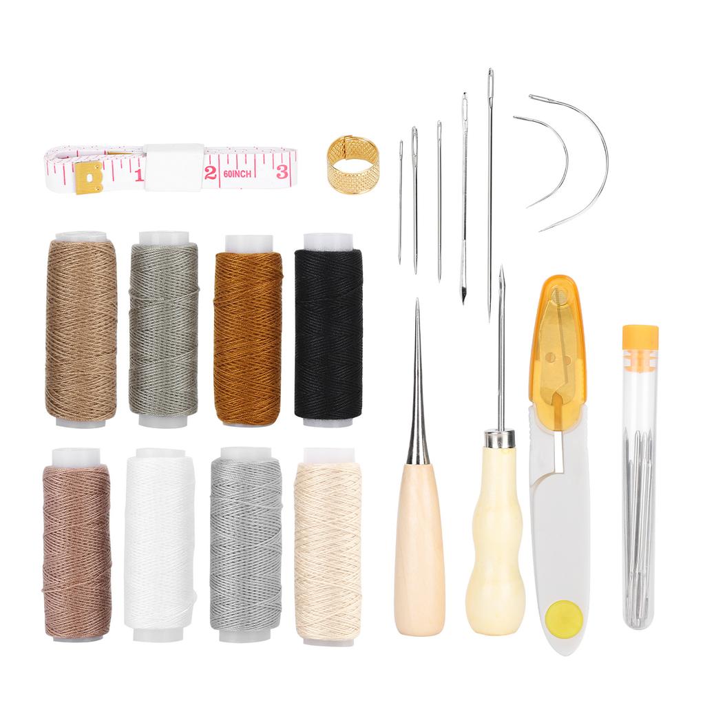 29Pcs Leather Sewing Kit Needles Thread Scissor Repair Tools DIY HandMade Craft Set