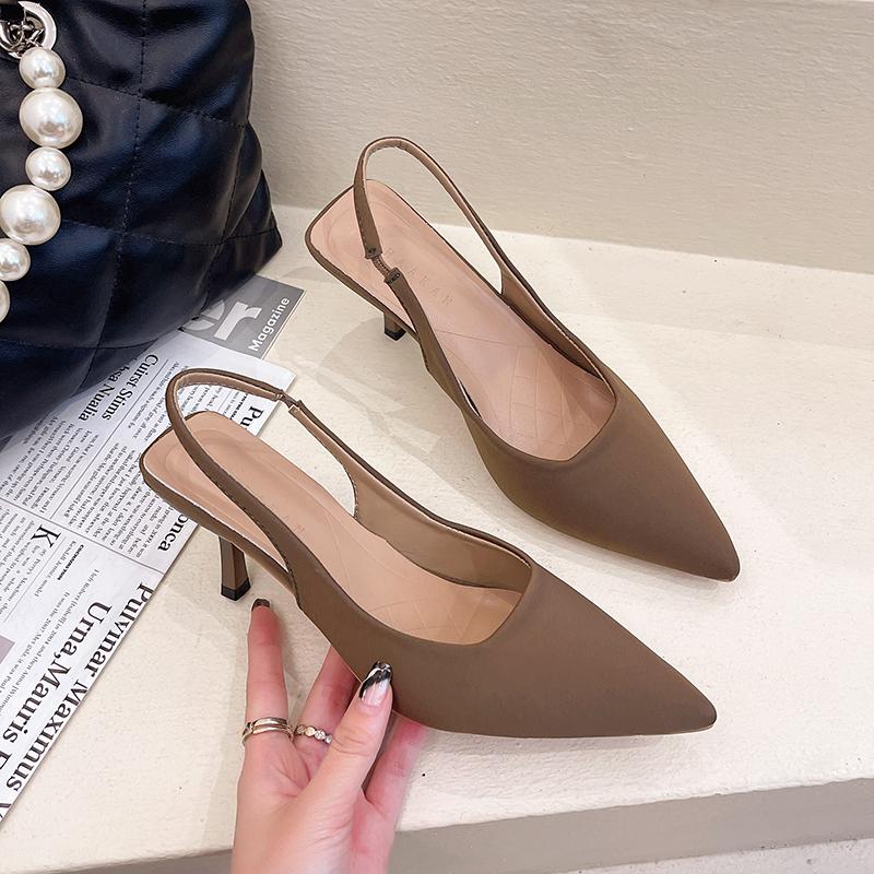 Designer Pointed Toe Women Sandals Shoes Fashion Slip On Singbacks Sandalias Shoes Elegant High Heel Party Dress Shoes